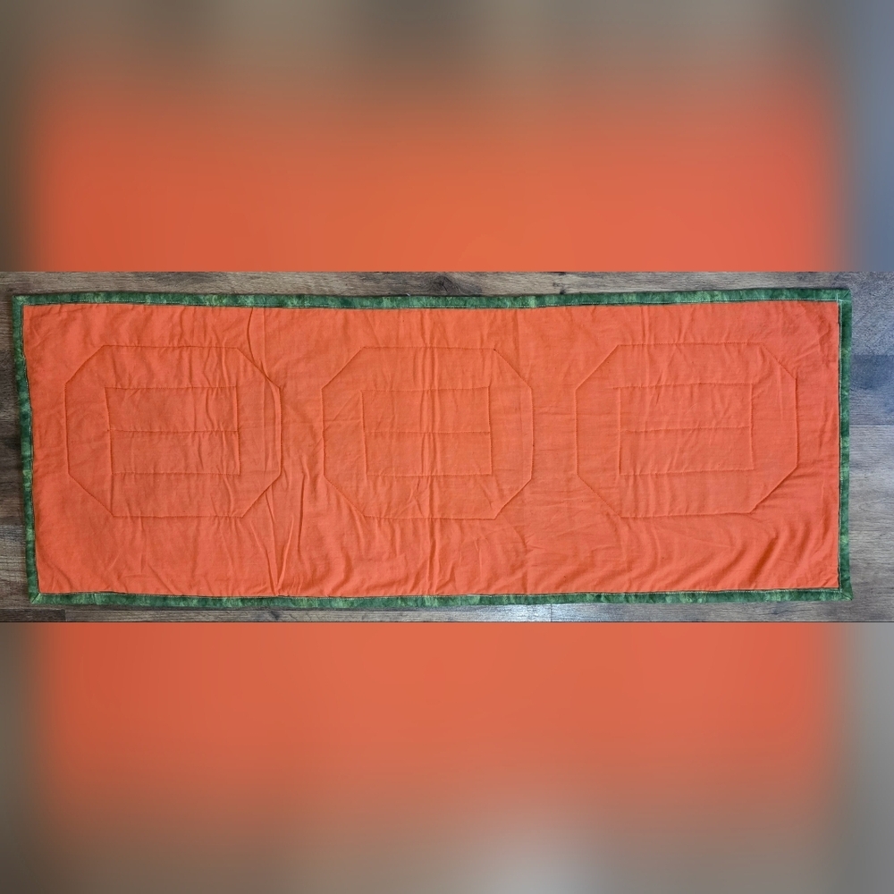 Handmade Quilted Scrappy Pumpkin Holiday Table Runner Decoration - Picture 5 of 6